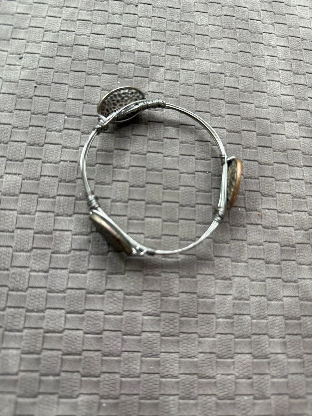 Silver Hammered Oval wired Bangle Bracelet